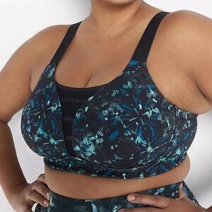 Lane Bryant LIVI SPORTS Bra NO WIRE Full Support BLUE 44DDD